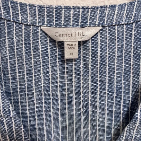 Garnet hill 100% linen ruffle detail dress - Picture 2 of 7